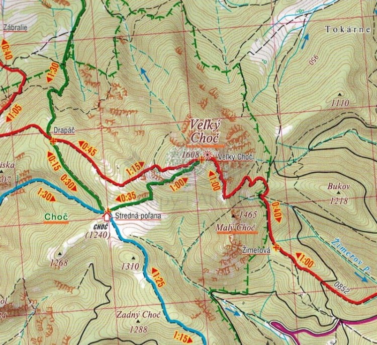 Góry Choczańskie / Chocske Vrchy. Mapa turystyczna 1095 wydawnictwa Shocart. Fragment 2