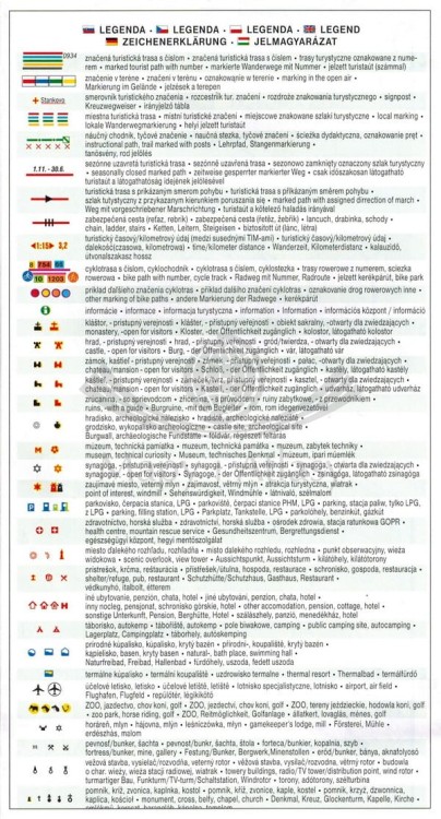 Góry Choczańskie / Chocske Vrchy. Mapa turystyczna 1095 wydawnictwa Shocart. Legenda 1