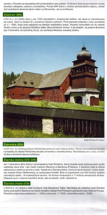 Góry Choczańskie / Chocske Vrchy. Mapa turystyczna 1095 wydawnictwa Shocart. Informator - fragment