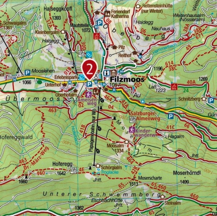 Radstadt, Schladming, Flachau, Dachstein, Niskie Taury. Wodoodporna mapa turystyczna 31 wydawnictwa Kompass. Fragment 2