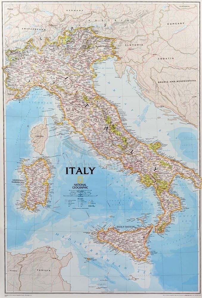Włochy 1:1 765 000. Mapa ścienna. National Geographic