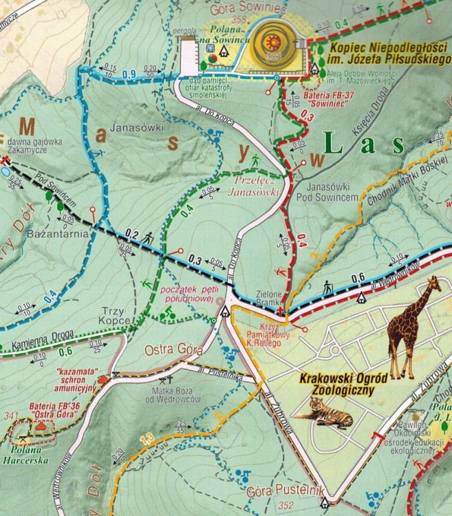 Las Wolski i Pasmo Sikornika 1:10 000. Mapa turystyczna wydawnictwa Compass. Fragment 2