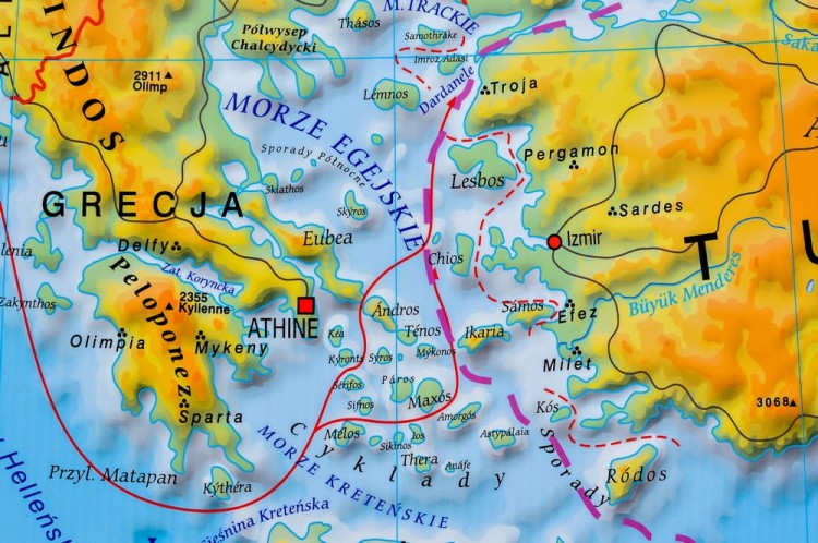 Europa 1:4 000 000. Mapa ścienna fizyczna z elementami ekologii wydawnictwa Meridian. Fragment 4