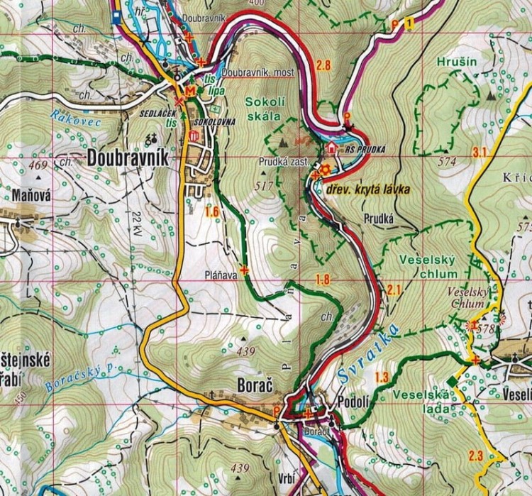 Brno. Okolice Brna, zachód. Mapa turystyczna 451 wydawnictwa Shocart. Fragment 1