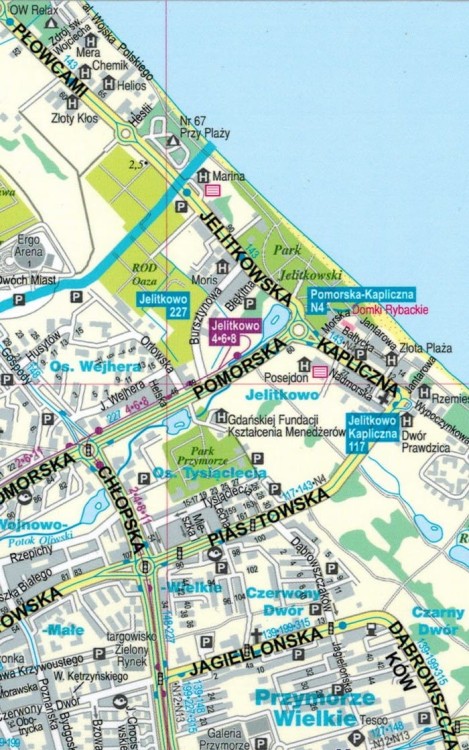 Gdańsk, Gdynia, Sopot / Trójmiasto. Laminowana mapa / Plan miasta wydawnictwa ExpressMap. Fragment 2