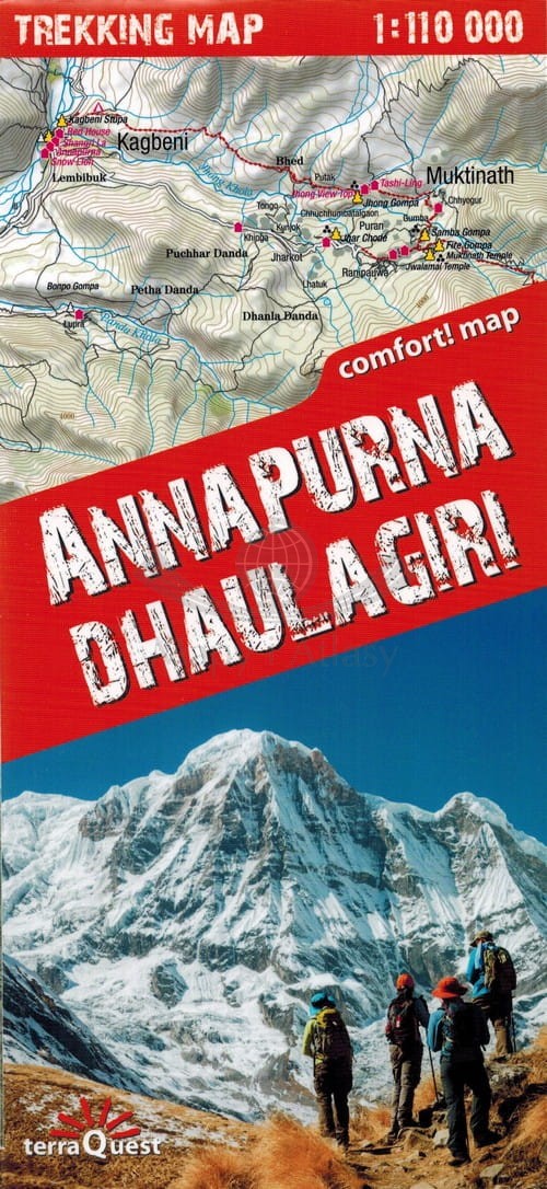 Annapurna, Dhaulagiri. Laminowana mapa turystyczna. TerraQuest