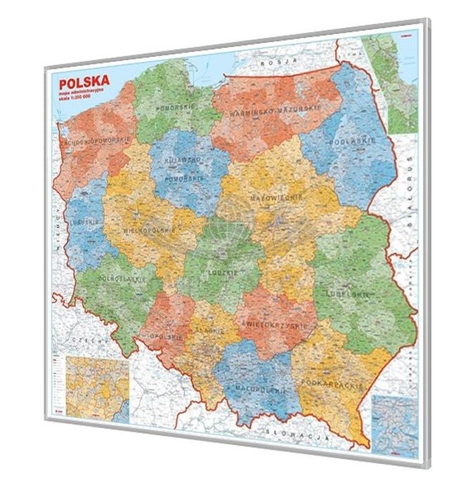 Polska 1:600 000. Mapa administracyjna. Rama alu SLIM