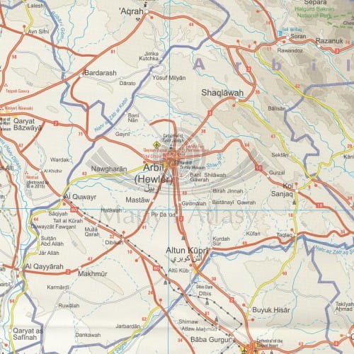 Irak, Kuwejt 1:850 000. Wodoodporna mapa samochodowo-turystyczna wydawnictwa Reise Know-How. Fragment