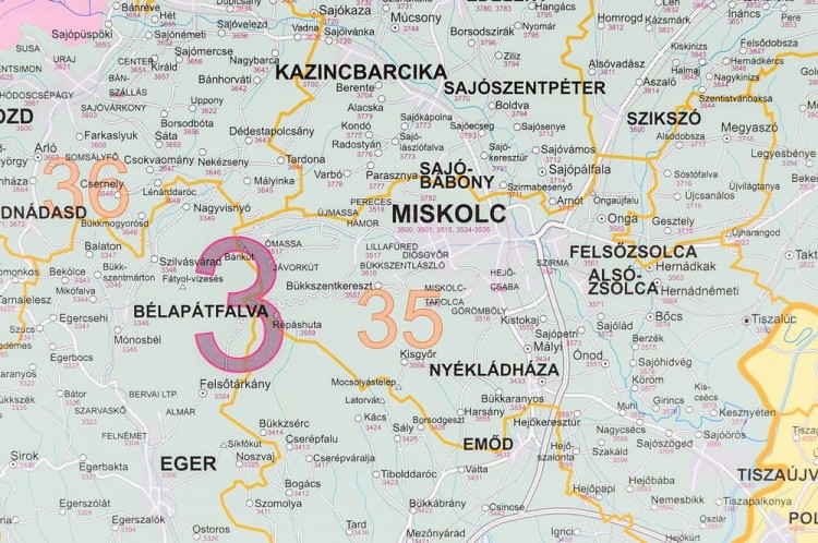 Węgry 1:400 000. Mapa ścienna kodowa wydawnictwa Stiefel. Fragment 1