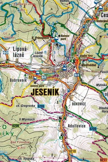 Jeseniky / Jesioniki, Góry Rychlebskie i Złote, Masyw Śnieżnika. Mapa turystyczna 219 wydawnictwa Shocart. Fragment 1