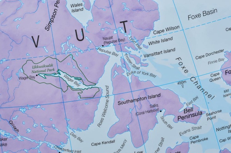 Kanada 1:4 850 000. Mapa ścienna polityczna wydawnictwa Maps International. Fragment 3