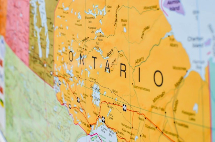 Kanada 1:4 850 000. Mapa ścienna polityczna wydawnictwa Maps International. Fragment 6