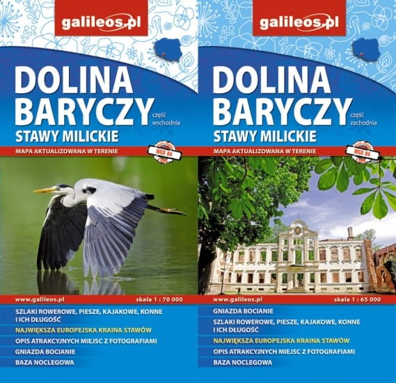 Dolina Baryczy. Stawy Milickie. Część wschodnia i zachodnia. Zestaw 2 map turystycznych wydawnictwa Galileos. Okładki