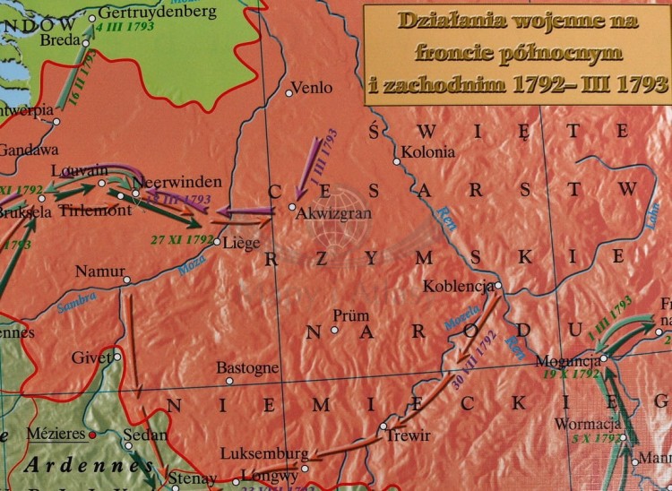 Europa w latach 1789-95 / Francja w okresie rewolucji. Mapa ścienna wydawnictwa Meridian. Fragment 9