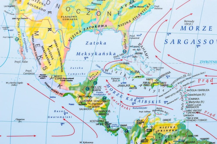 Świat 1:26 000 000. Mapa ścienna krajobrazowa wydawnictwa Meridian. Fragment 7