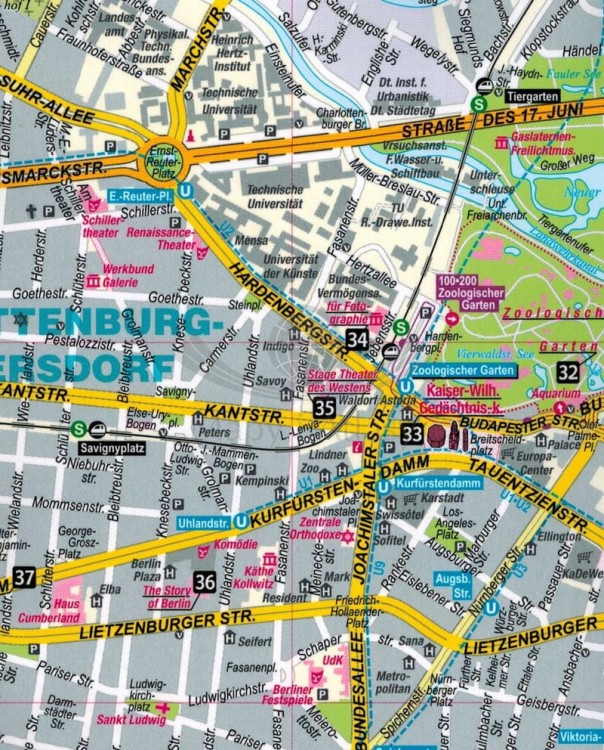 Berlin. Laminowana mapa / Plan miasta + miniprzewodnik wydawnictwa ExpressMap. Fragment 2
