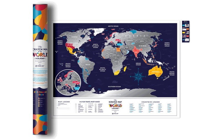 Świat. Mapa zdrapka wakacyjna Holiday World. Zdrapka + tuba