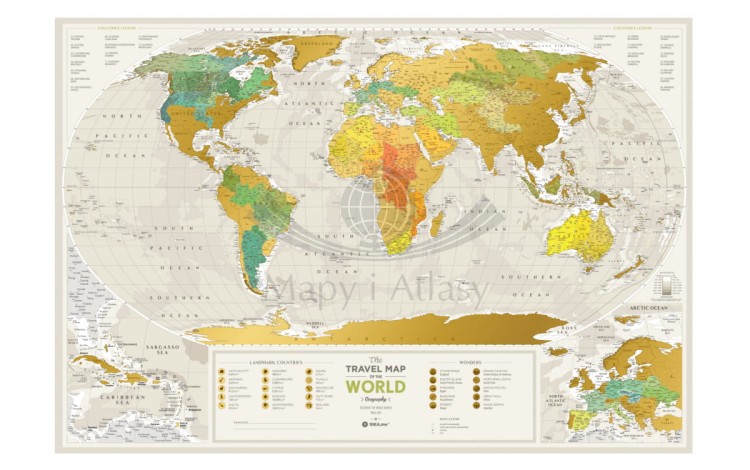 Świat mapa zdrapka geography world całość 3