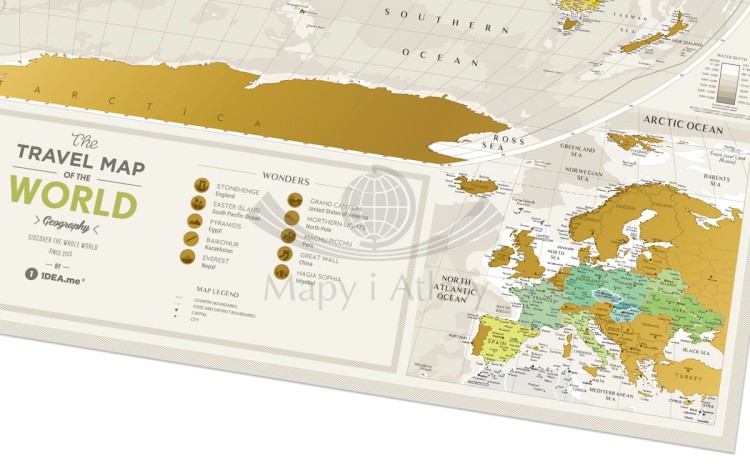 Świat mapa zdrapka geography world fragment