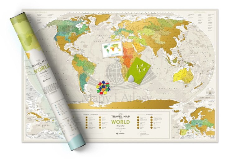 Świat mapa zdrapka geography world całość 4