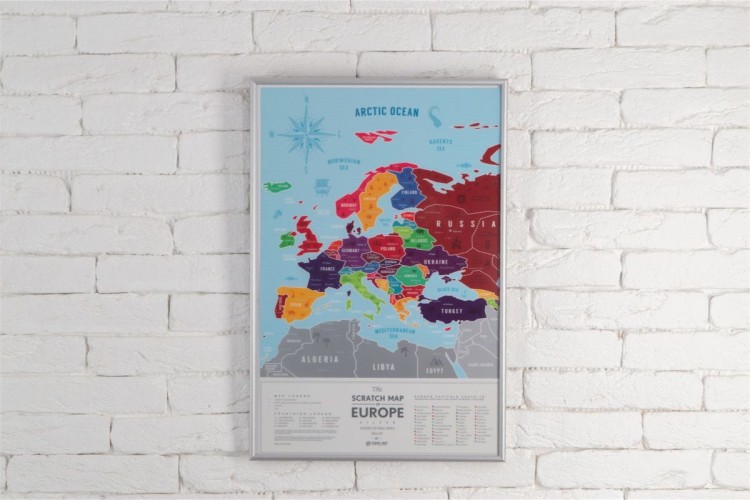 Europa. Mapa zdrapka Travel Map Silver Europe. Przykład aranżacji 1