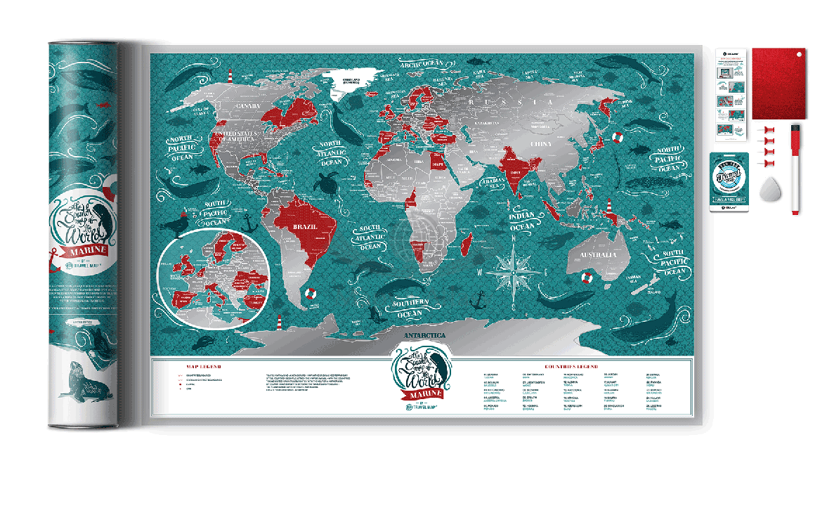 Świat. Mapa zdrapka Marine World