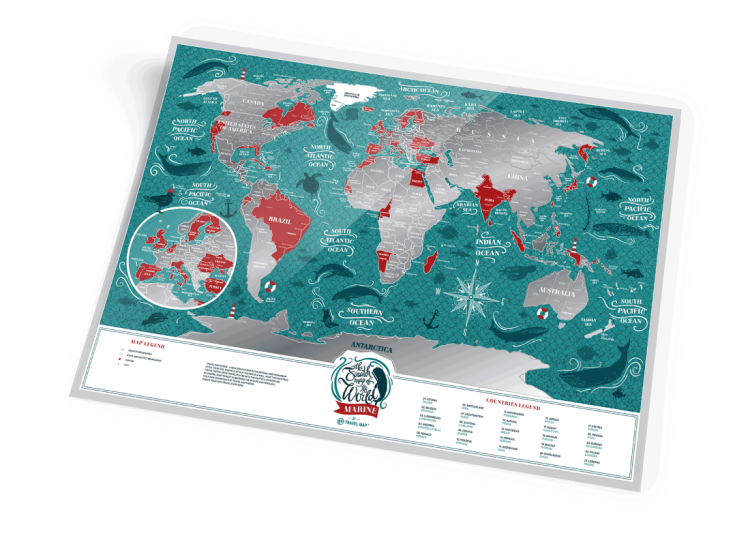 Świat. Mapa zdrapka Marine World. Fragment