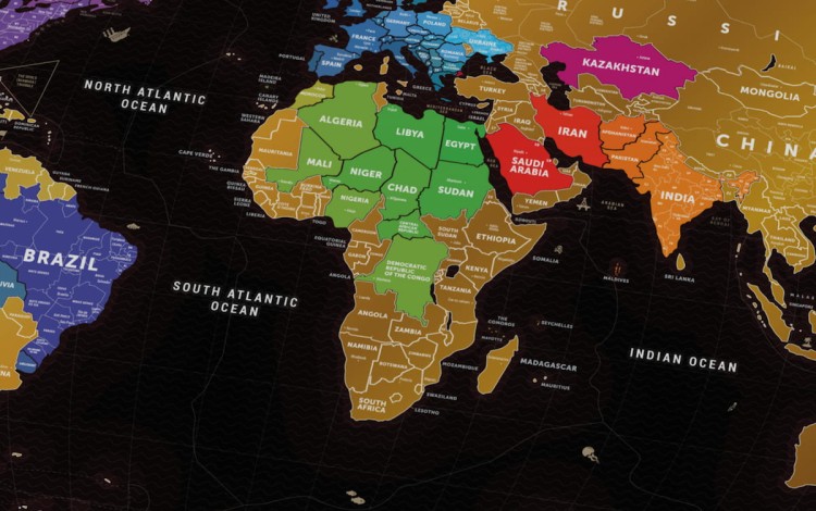 Świat mapa zdrapka Black World fragment