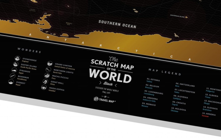 Świat mapa zdrapka Black World fragment 2