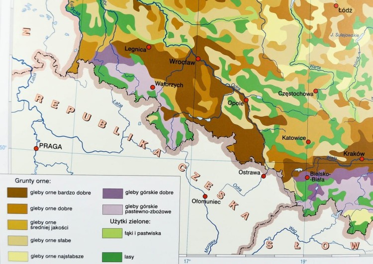 Polska - gleby mapa ścienna Nowa Era fragment 6