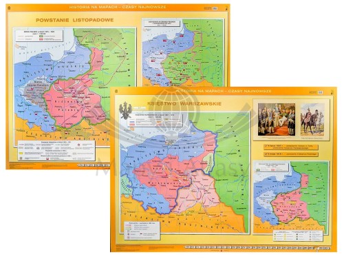 Księstwo Warszawskie / Powstanie listopadowe mapa ścienna Nowa Era