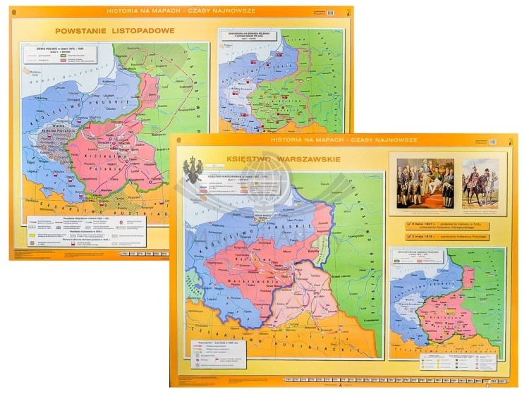 Księstwo Warszawskie / Powstanie listopadowe mapa ścienna Nowa Era