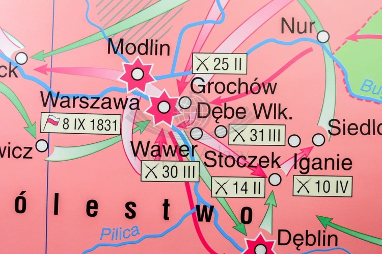 Księstwo Warszawskie / Powstanie listopadowe mapa ścienna Nowa Era fragment