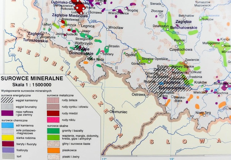 Polska gospodarka rolnictwo i przemysł mapa ścienna Nowa Era fragment 7