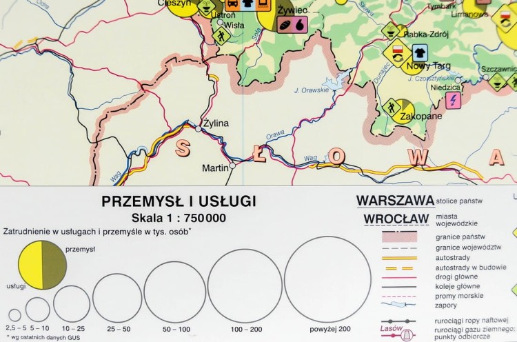 Polska gospodarka rolnictwo i przemysł mapa ścienna Nowa Era fragment 10