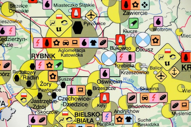 Polska gospodarka rolnictwo i przemysł mapa ścienna Nowa Era fragment 14