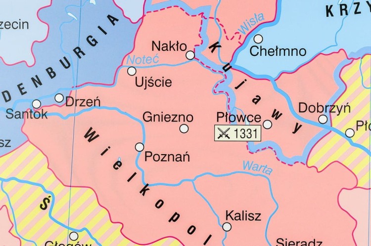 Polska Piastów mapa ścienna Nowe Era fragment