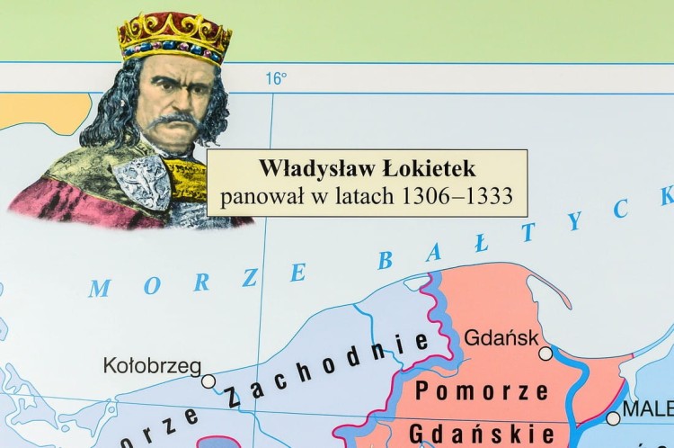 Polska Piastów mapa ścienna Nowe Era fragment 2