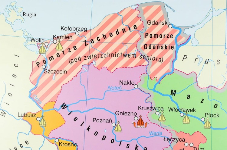 Polska Piastów mapa ścienna Nowe Era fragment 5