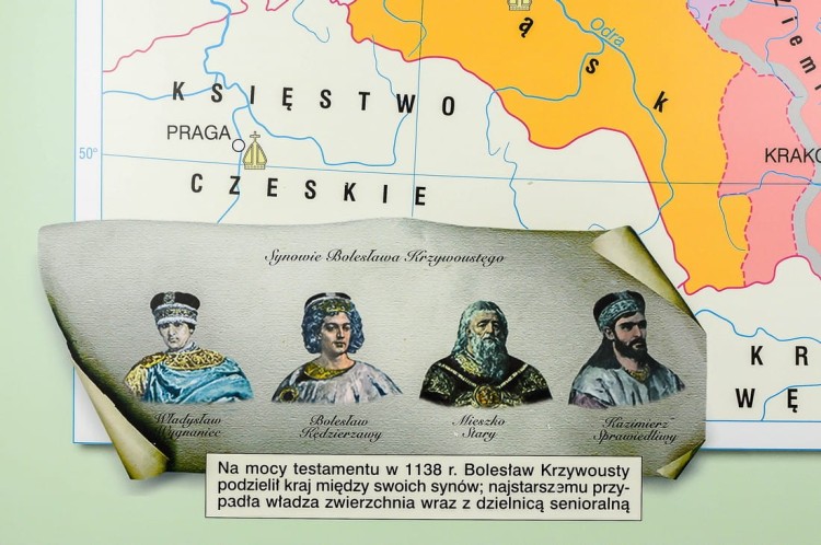 Polska Piastów mapa ścienna Nowe Era fragment 6