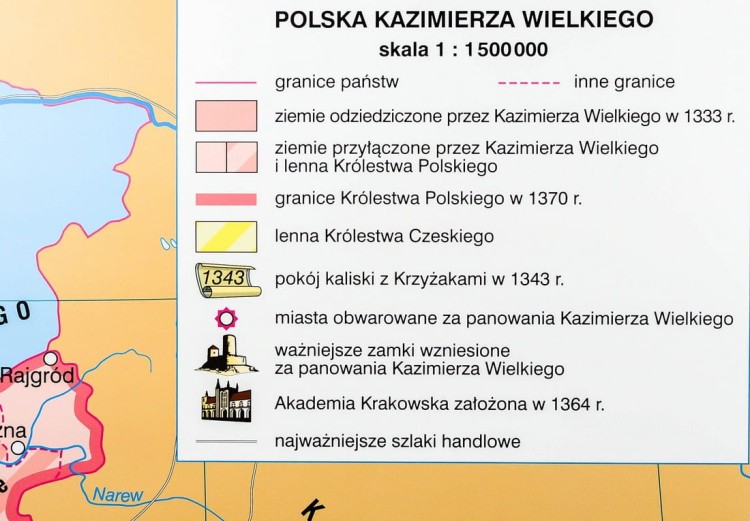 Polska Piastów mapa ścienna Nowe Era fragment 7