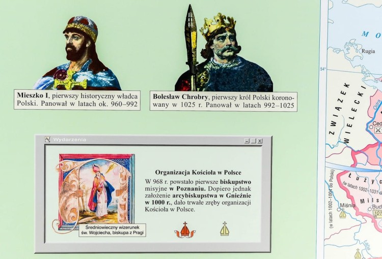 Polska Piastów mapa ścienna Nowe Era fragment 14