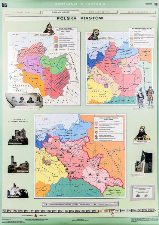 Polska Piastów mapa ścienna Nowe Era II strona