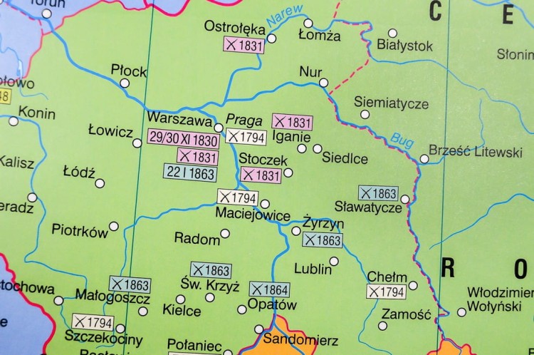 Polska powstania narodowe mapa ścienna Nowa Era fragment 2