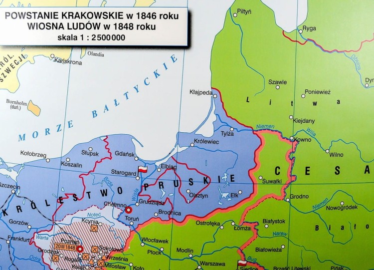 Polska powstania narodowe mapa ścienna Nowa Era fragment 5