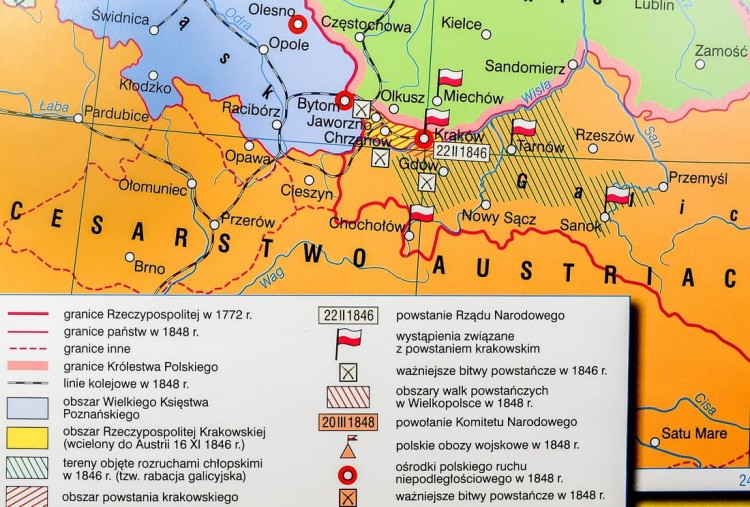 Polska powstania narodowe mapa ścienna Nowa Era fragment 6
