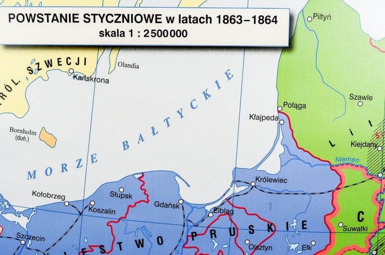 Polska powstania narodowe mapa ścienna Nowa Era fragment 7