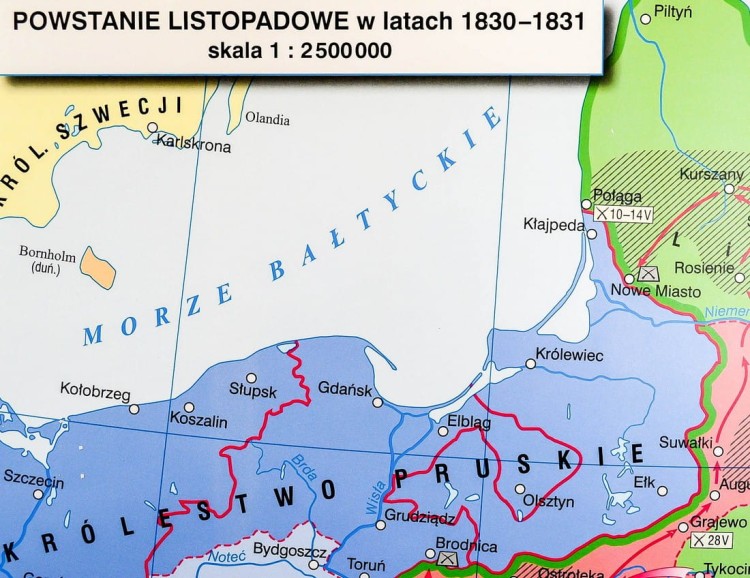 Polska powstania narodowe mapa ścienna Nowa Era fragment 10