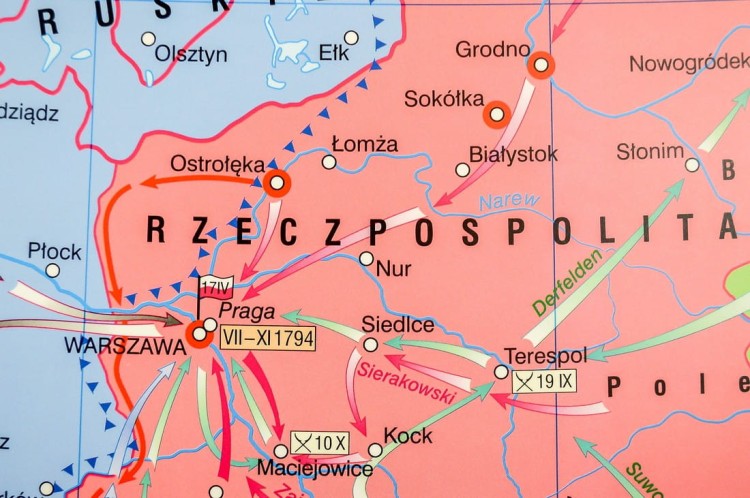 Polska powstania narodowe mapa ścienna Nowa Era fragment 13