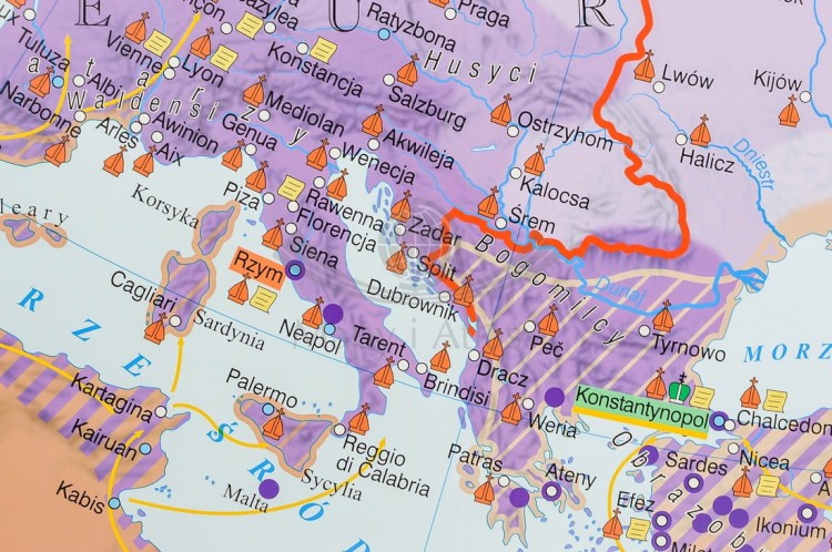 Wielkie religie średniowiecza mapa ścienna Nowa Era fragment 3